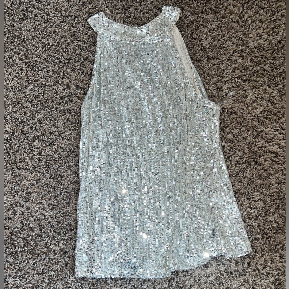 Silver sparkle top